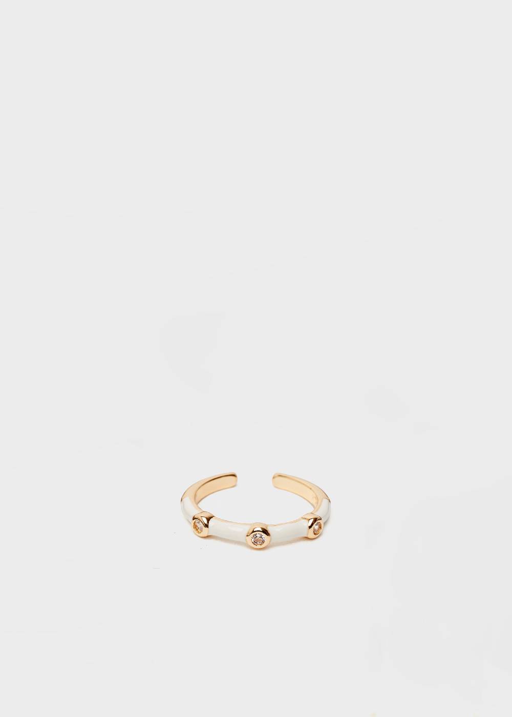 Nalí DEVON ENAMEL RING WHITE WITH ZIRCONS Convenienza