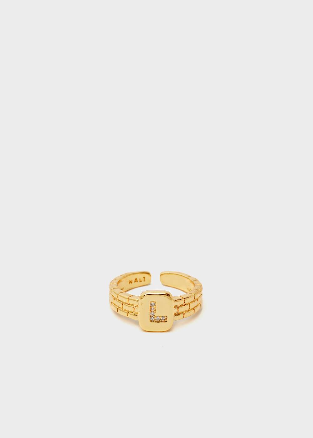 Nalí THIN RING WITH L LETTER IN ZIRCONS