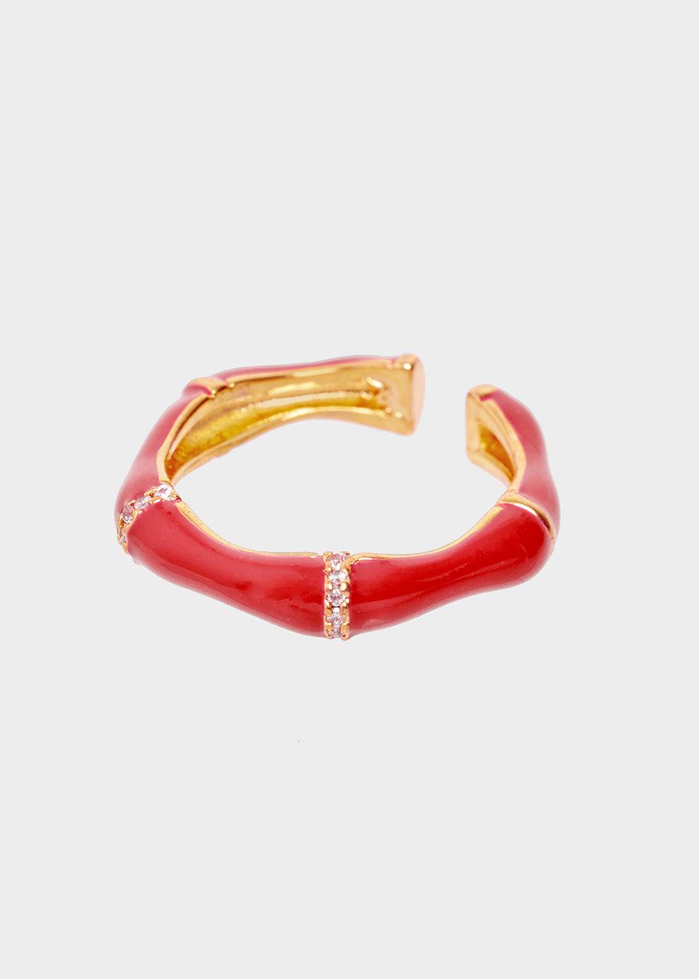 Nalí MERY ENAMEL RING FUSHIA WITH CRYSTALS Hotsell
