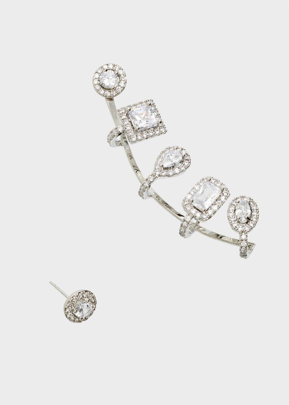 Nalí SILVER EARCUFF WITH CRYSTALS Saldi Di Fabbrica
