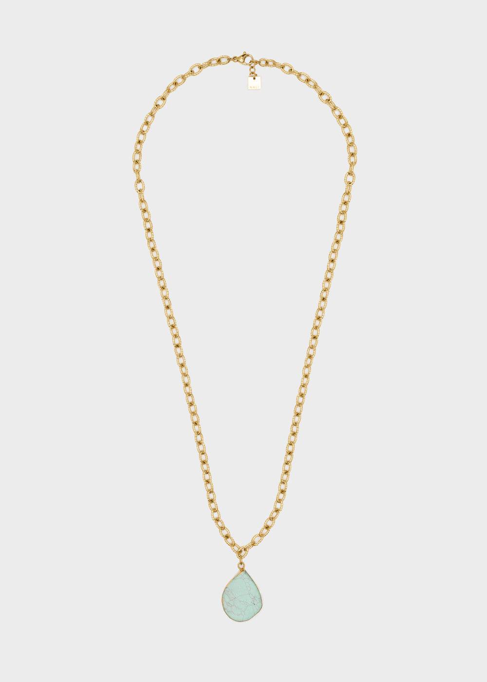 Nalí S.STEEL NECKLACE W/ L.BLUE NAT. STONE Vendite Flash