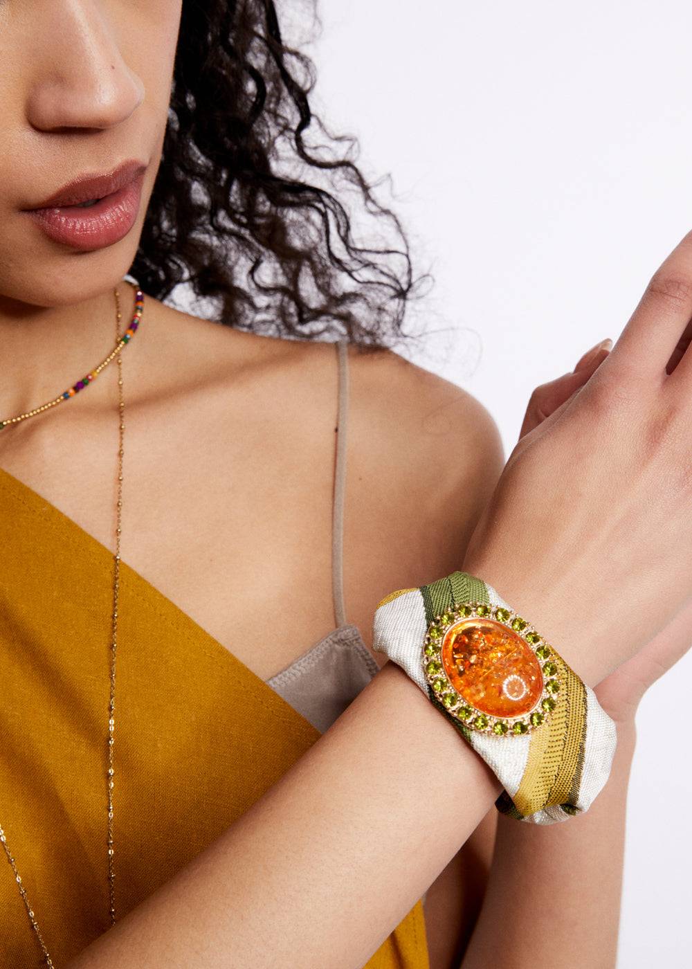 Nalí FABRIC BRACELET W/ ORANGE OVAL ELEMENT In Saldo