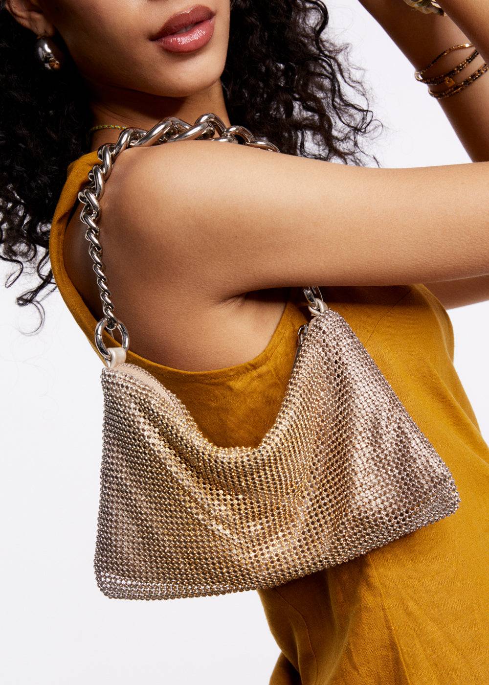 Nalí RAINBOW SHOULDER BAG W/ STONES + COLORS Nuovo