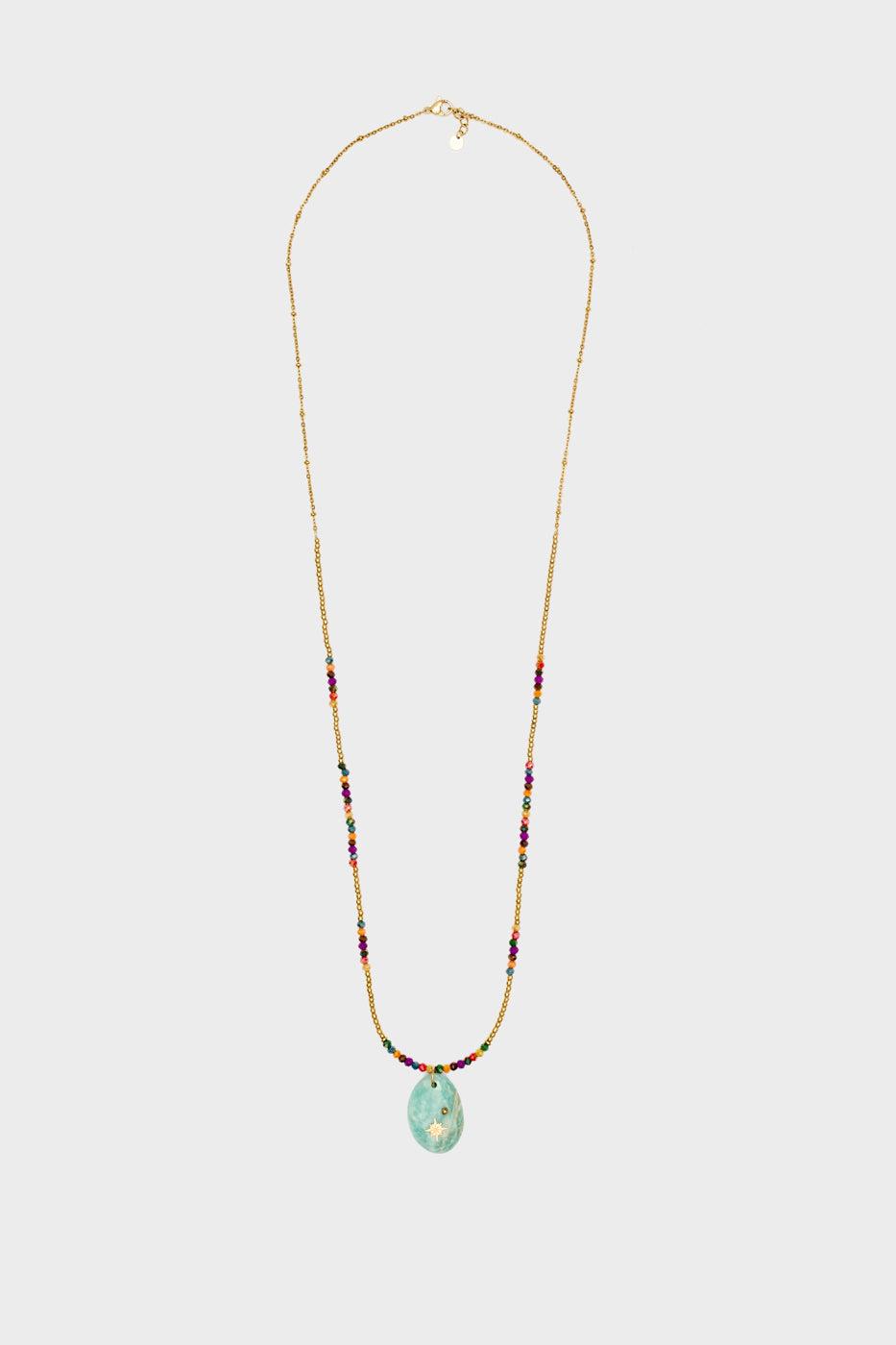 Nalí S.STEEL NECKLACE W/ TURQUOISE NAT. STONE Spedizione Gratuita