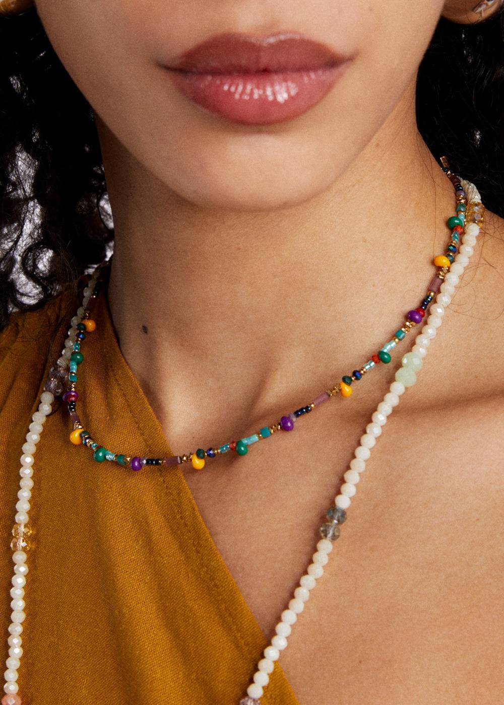 Nalí S.STEEL NECKLACE W/ PURPLE+YELLOW BEADS Shopping Online