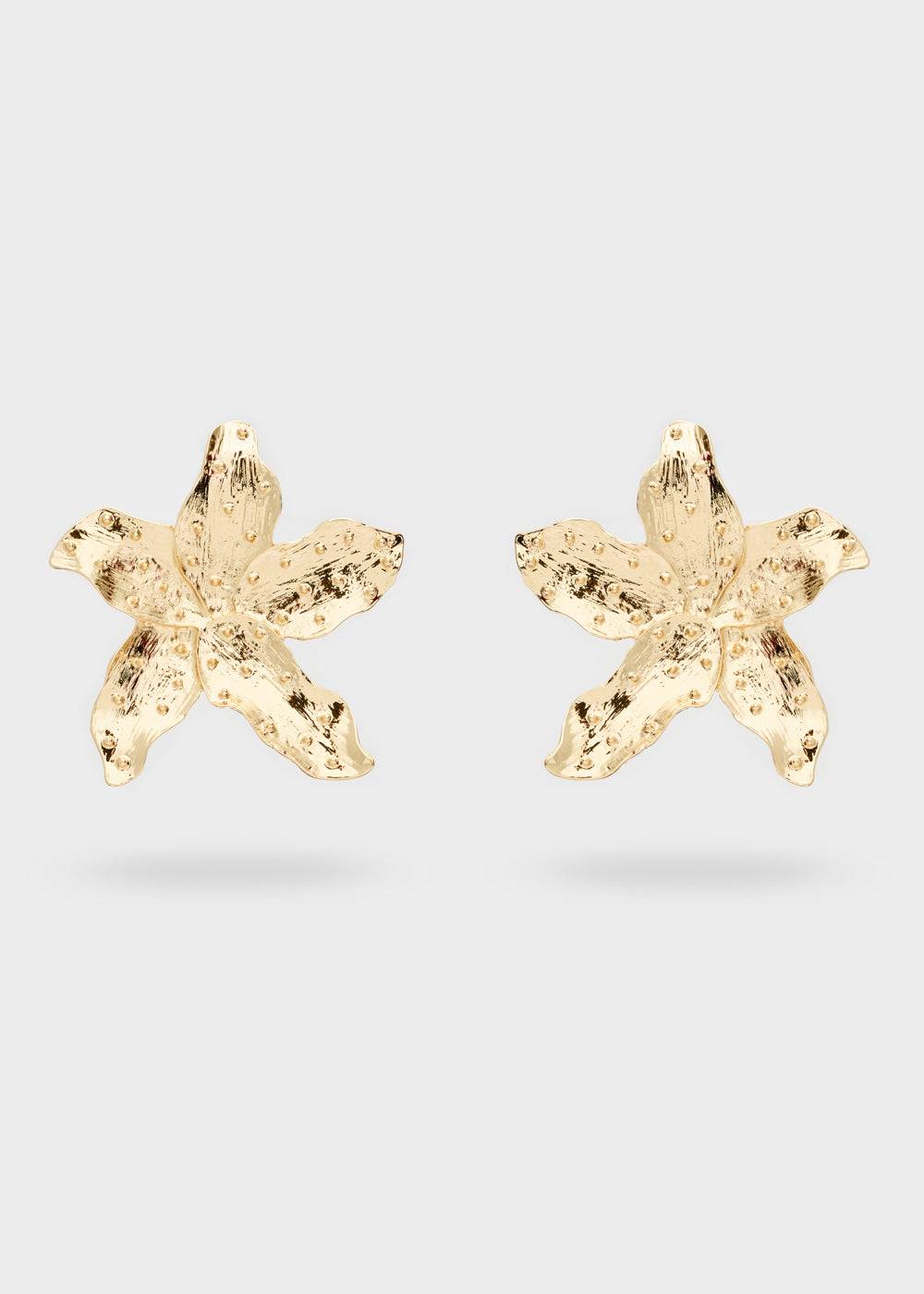 Nalí OVERSIZE EARRINGS W/ GOLD TROPICAL FLOWER Prezzo Ridotto