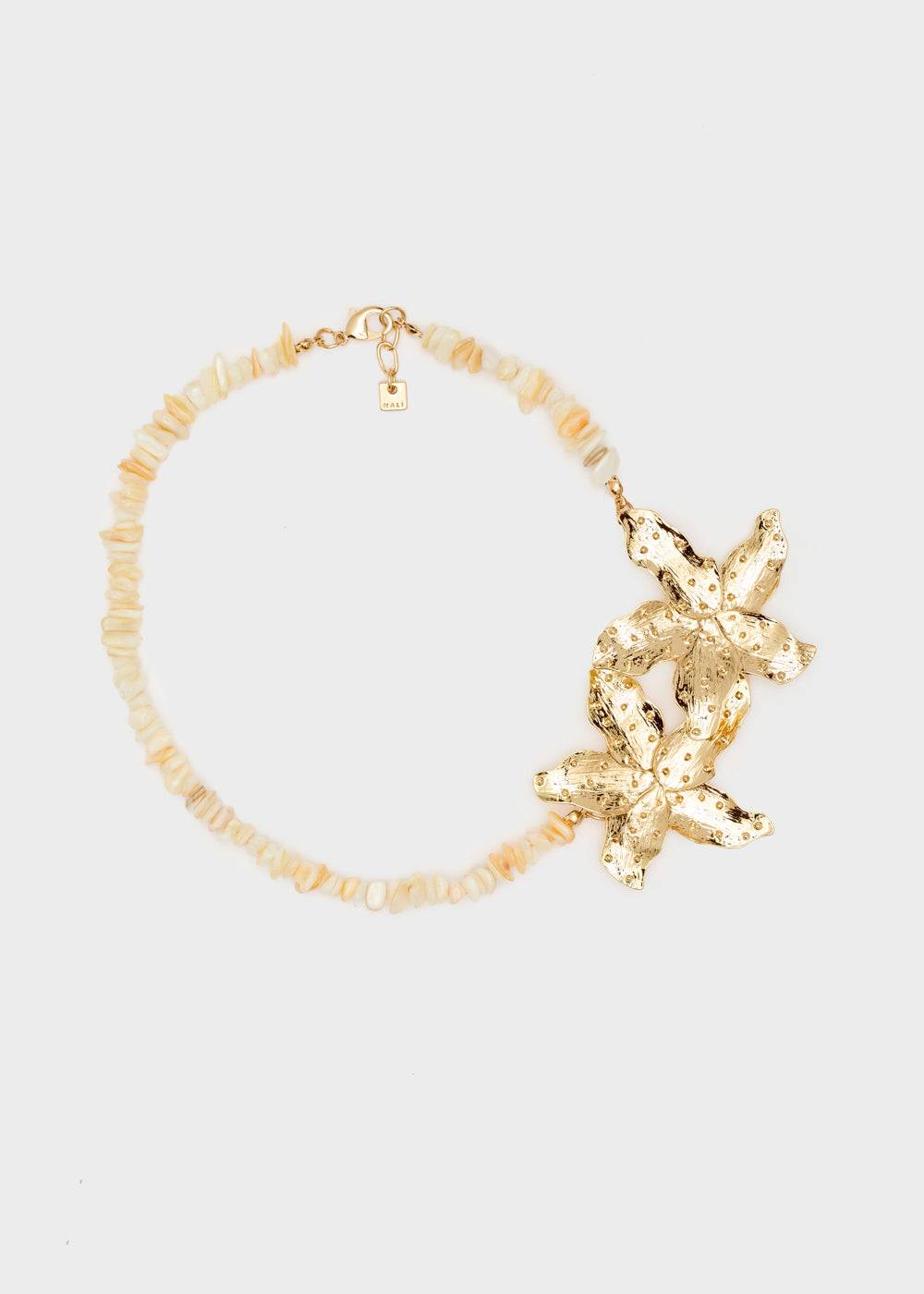 Nalí NECKLACE W/ GOLD TROPICAL FLOWERS Sconto