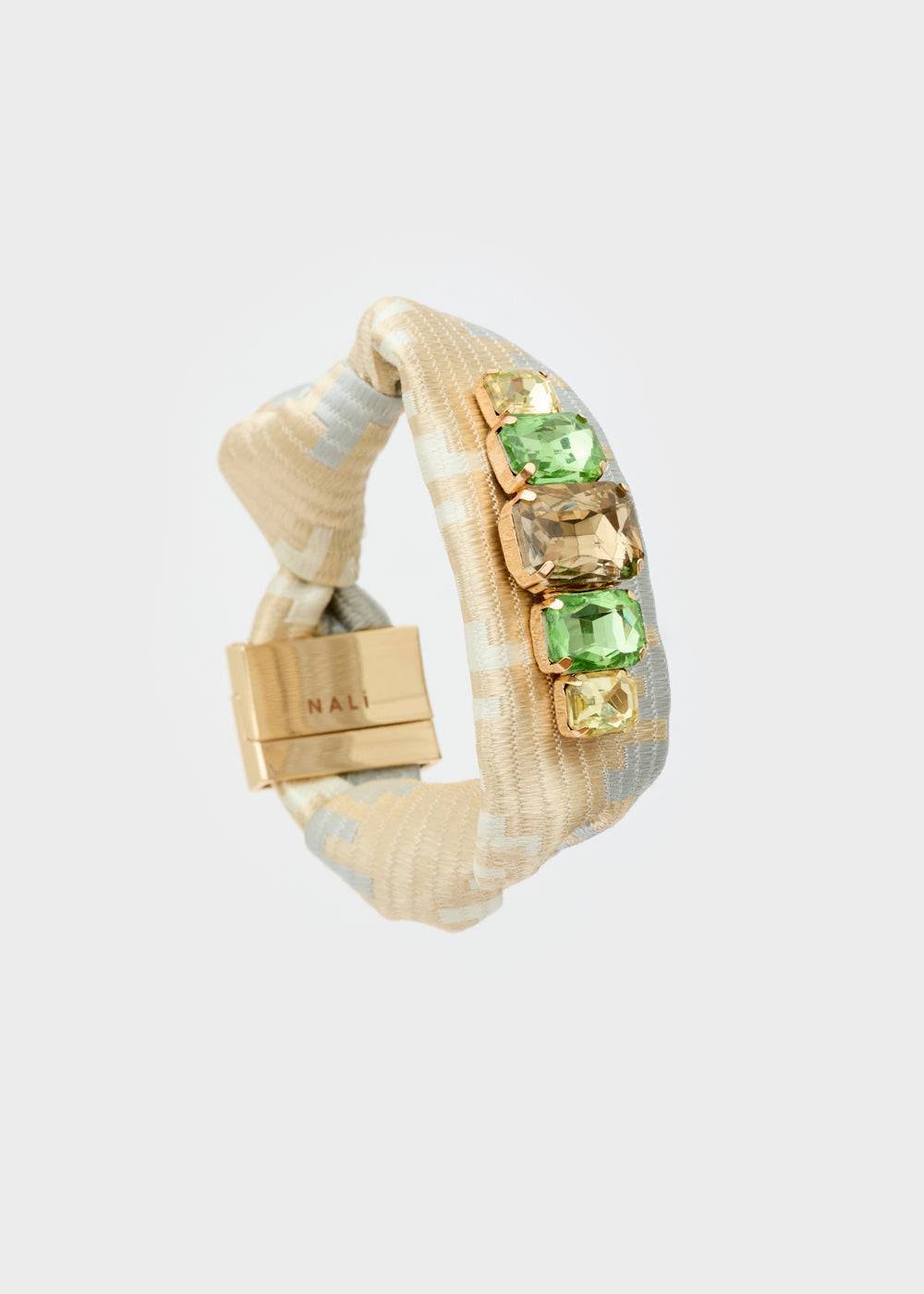 Nalí FABRIC BRACELET WITH GREEN STONES Online