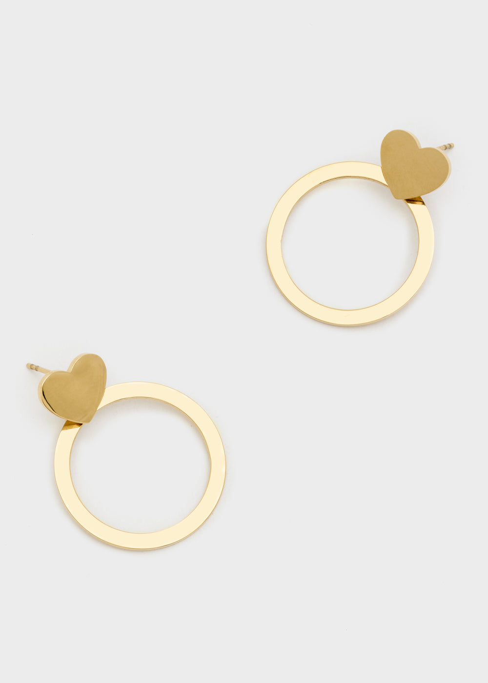 Nalí 14KT GOLD PLA. S.STEEL HOOP+HEART EARRINGS Soddisfazione Garantita