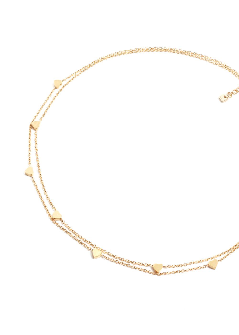 Nalí NECKLACE LEO DOUBLE CHAIN HEARTS GOLD COLOR Consegna Veloce