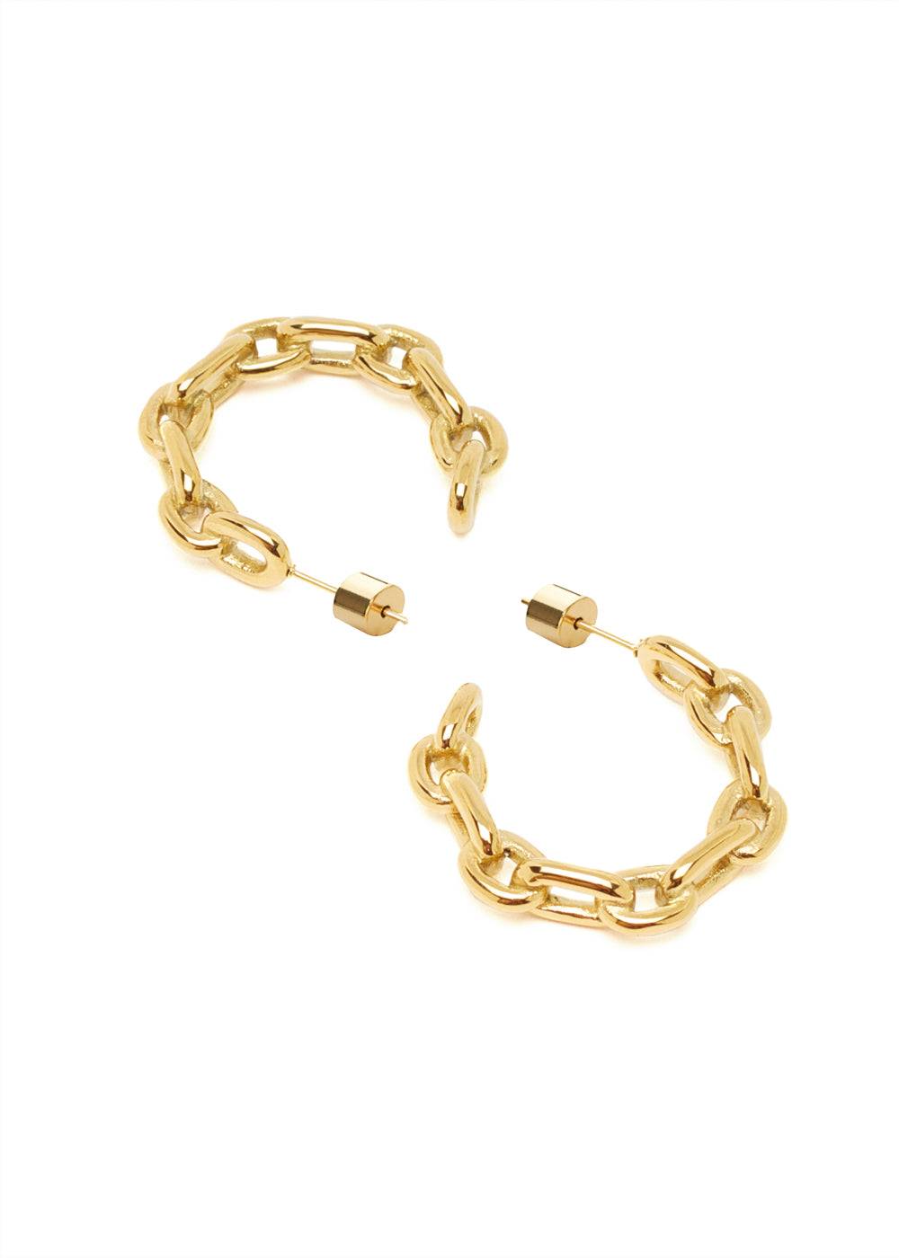 Nalí CHAIN HOOP EARRINGS STAIN. STEEL. 18K GOLD PLATED Fino Al -60%