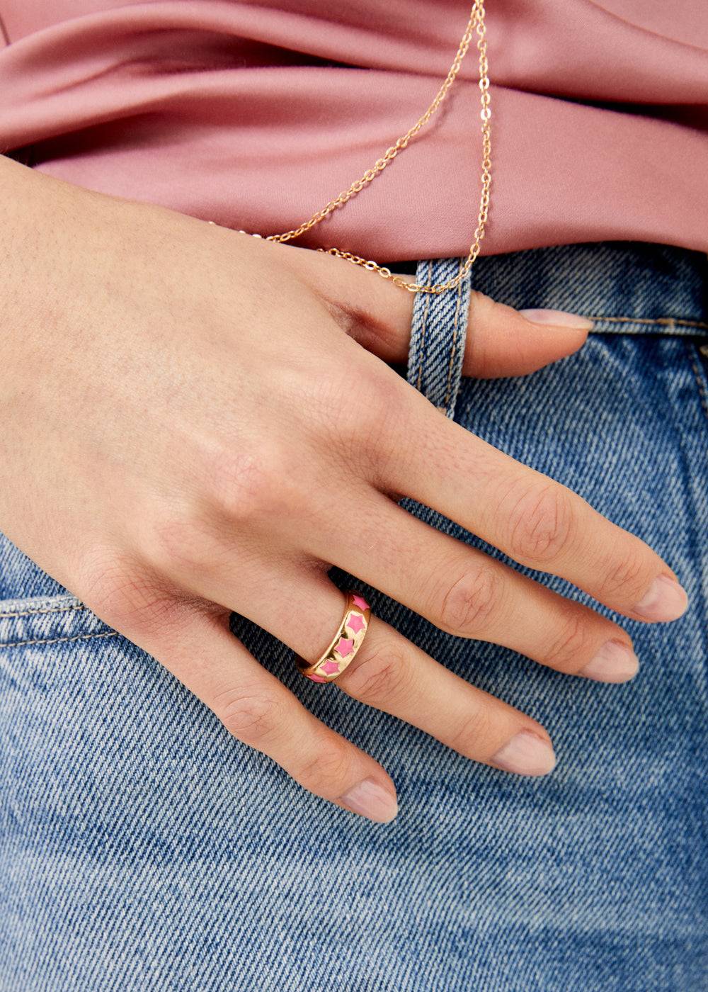 Nalí SUMMY ADJUSTABLE RING W/ PINK STARS Italia