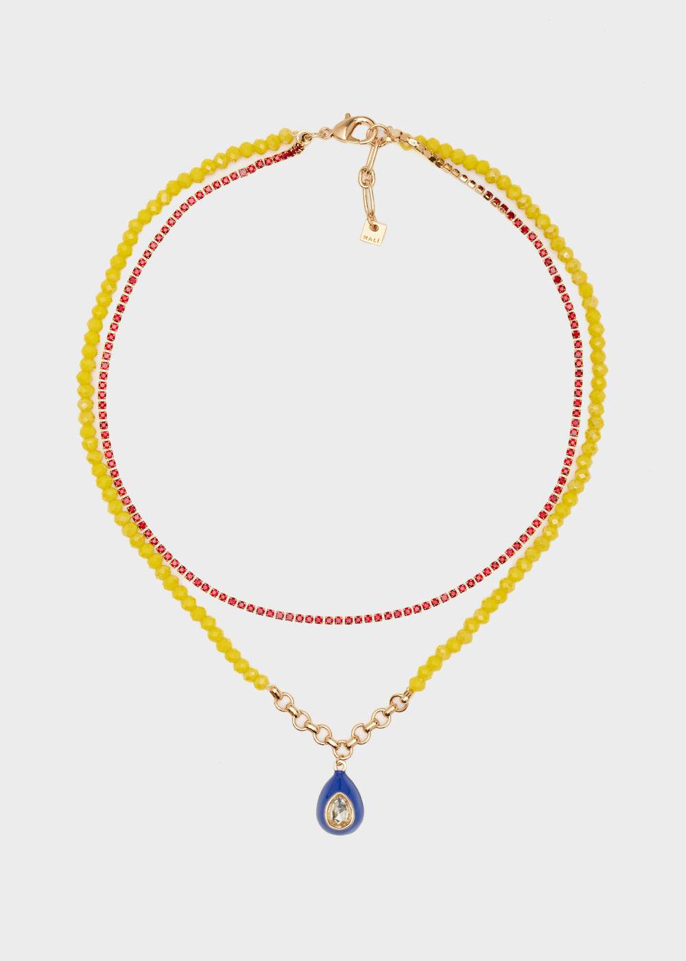 Nalí NECKLACE W/ YELLOW BEADS + BLUE PENDANT Fino Al -60%