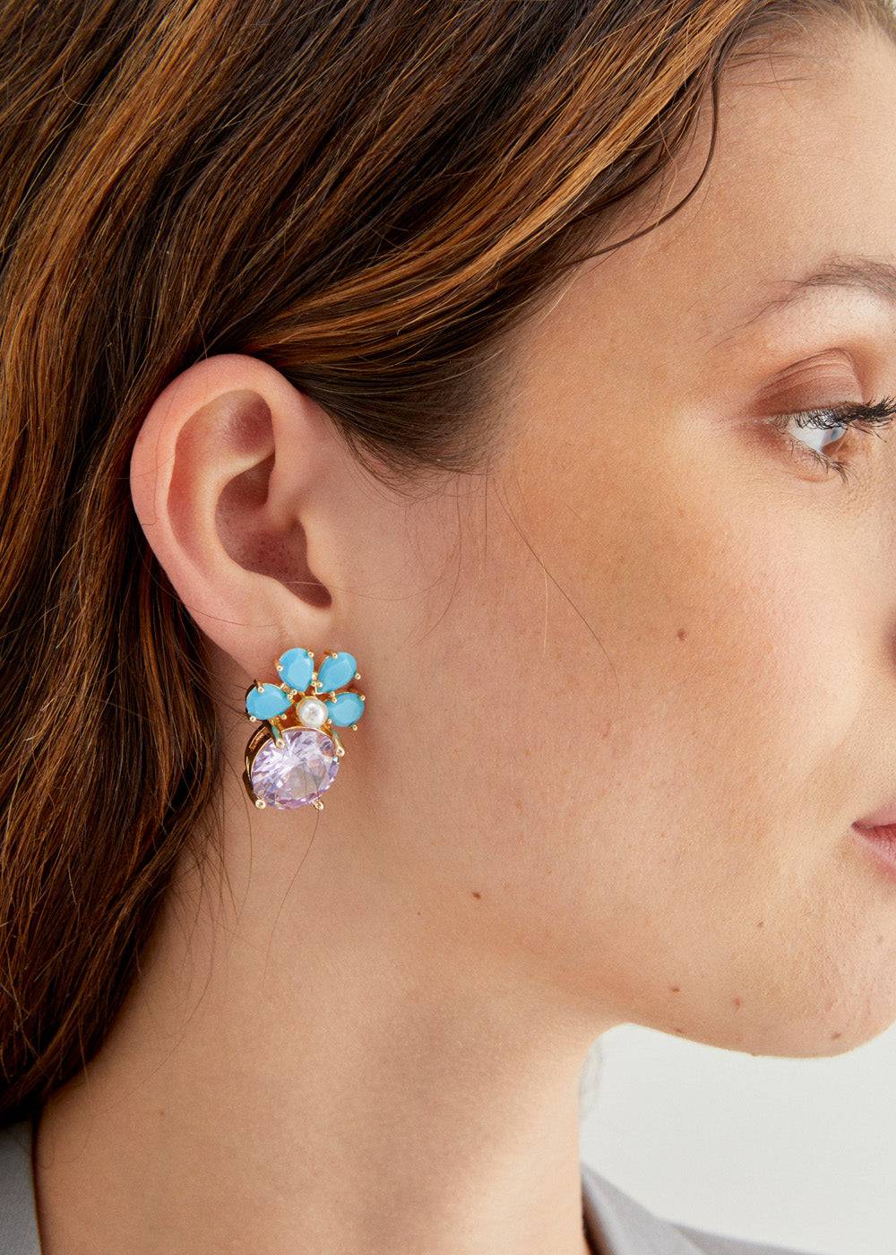 Nalí LADY EARRINGS 14KT GOLD PLAT. STONE + COLORS Offerte esclusive