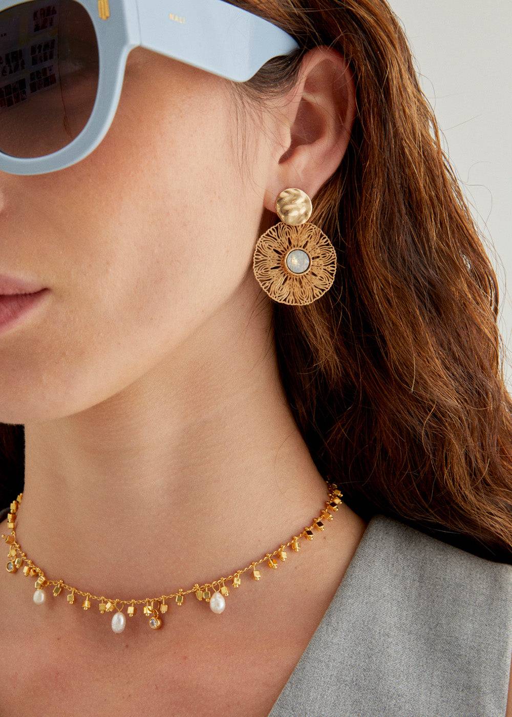 Nalí BLAKE ROUND EARRINGS W/ STONE + COLORS Hotsell