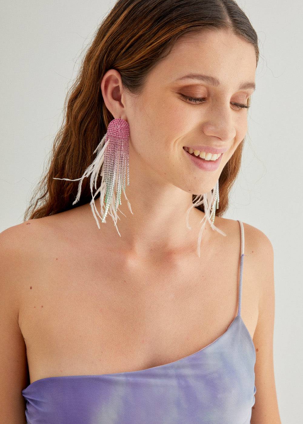 Nalí SPARKLE EARRINGS W/ PLUMES+STONES + COLORS Negozio
