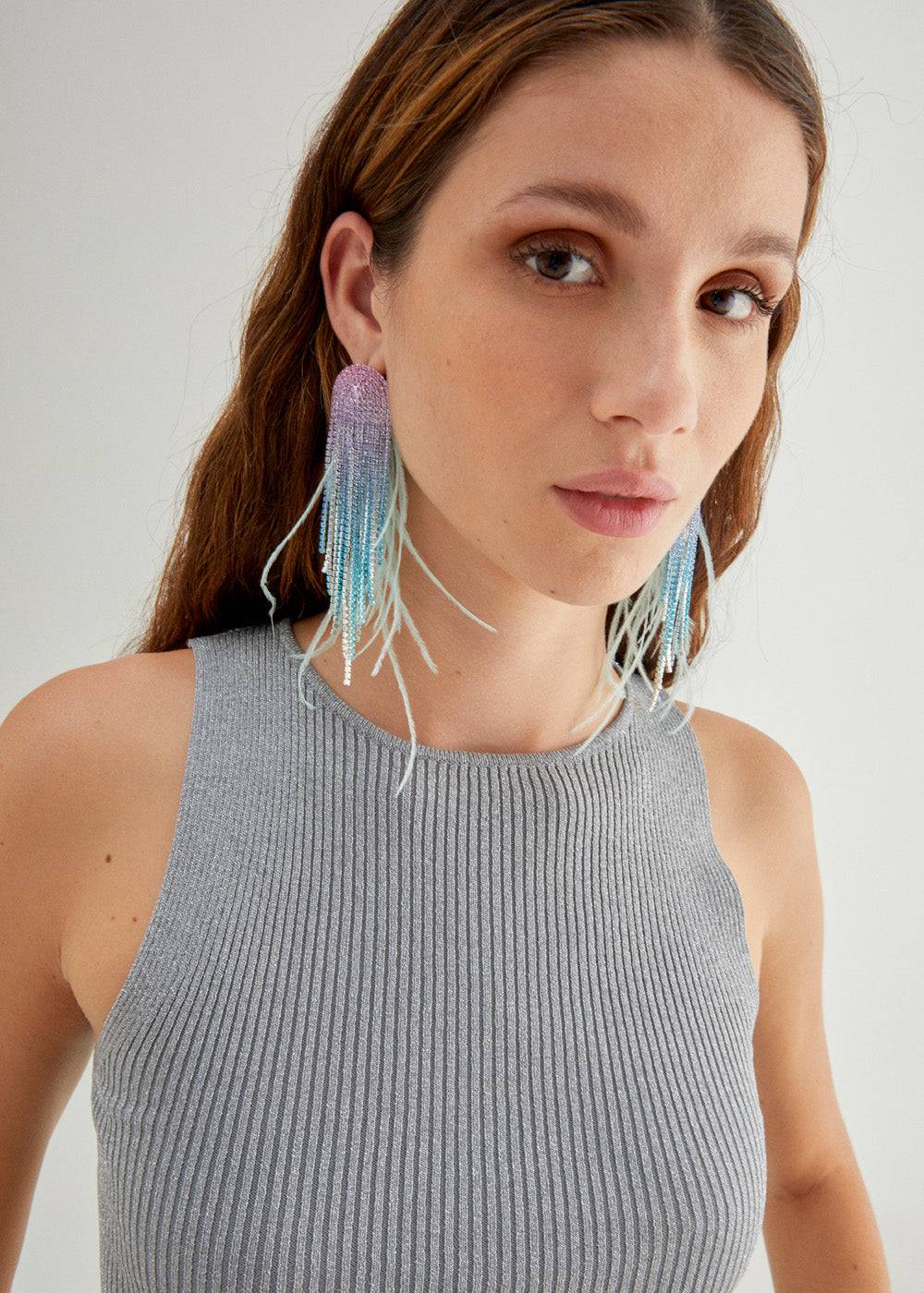 Nalí SPARKLE EARRINGS W/ PLUMES+STONES + COLORS Negozio