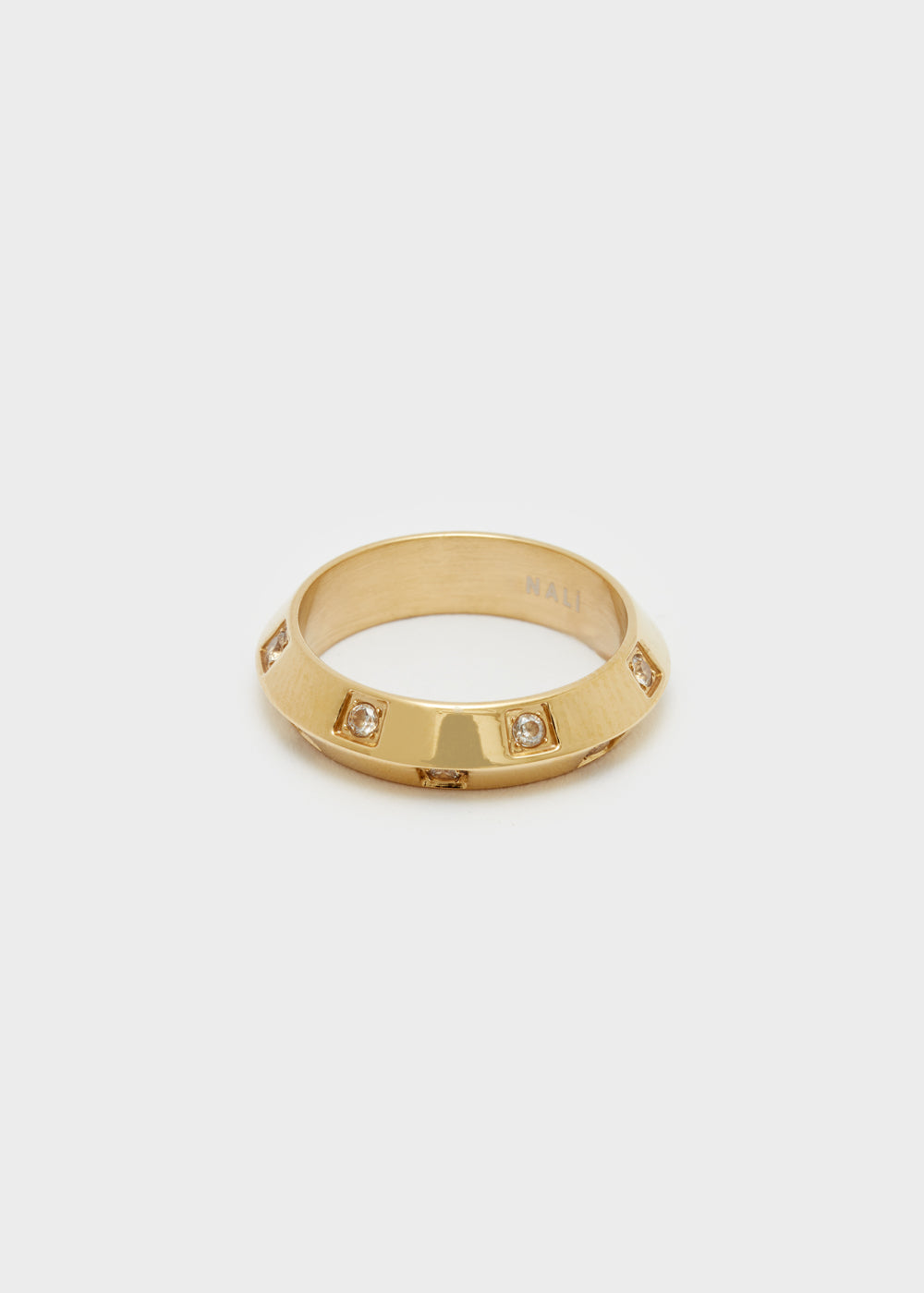 Nalí 14KT GOLD PLAT. S.STEEL RING W/ STONES Vendita
