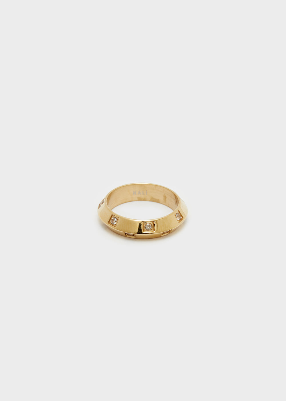 Nalí 14KT GOLD PLAT. S.STEEL RING W/ STONES Vendita