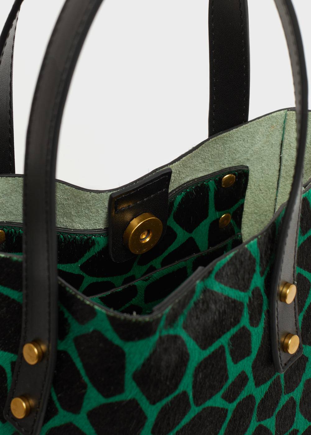 Nalí CHANTAL BAG IN REAL LEATHER GREEN GIRAFFE Pezzi Unici