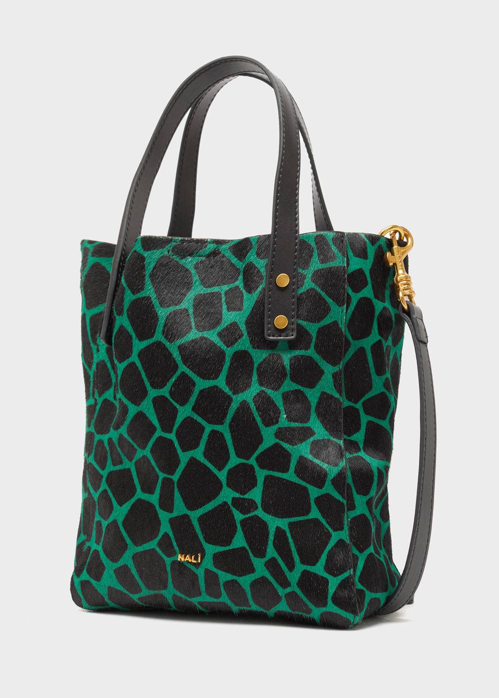 Nalí CHANTAL BAG IN REAL LEATHER GREEN GIRAFFE Pezzi Unici