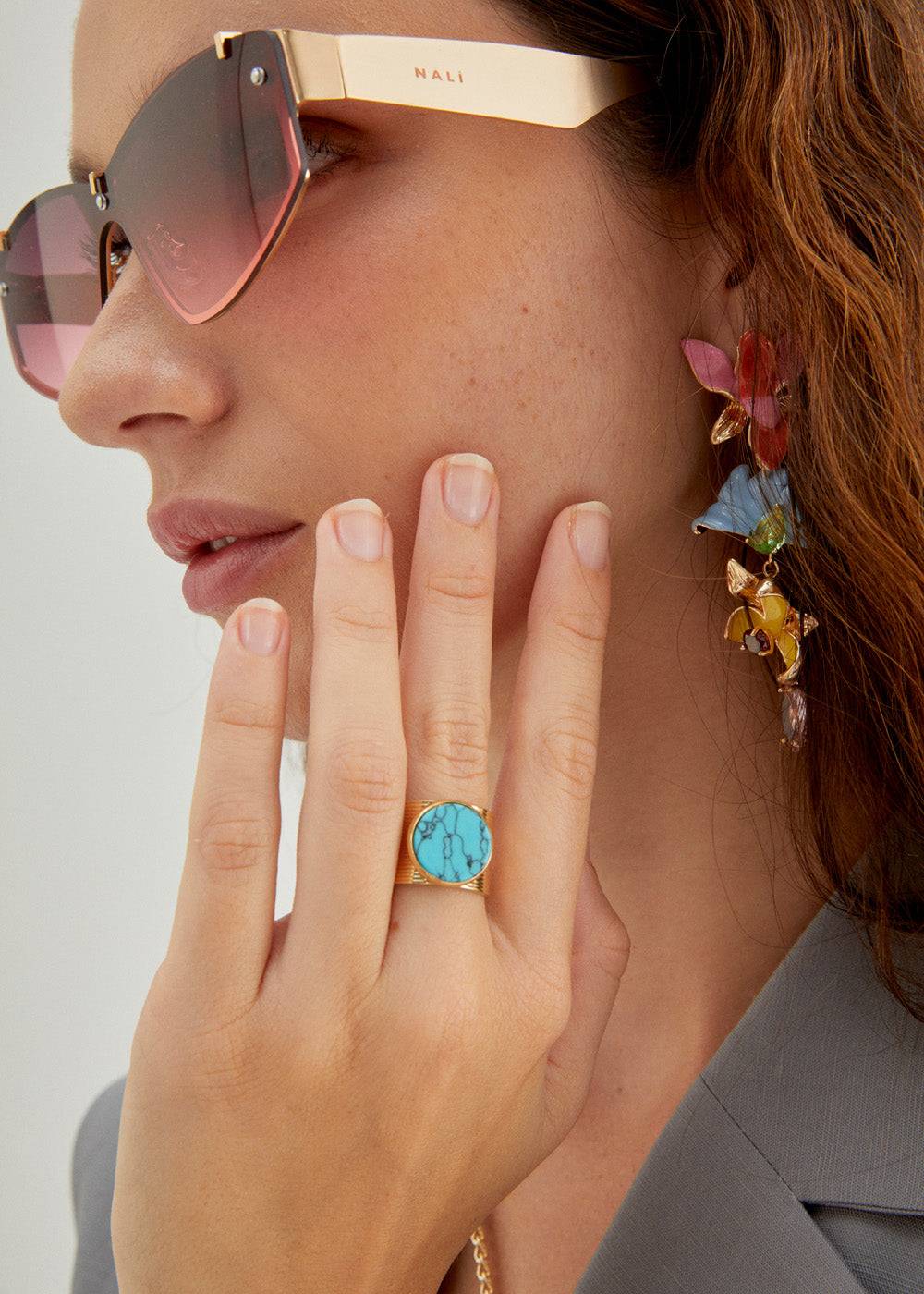 Nalí 14KT GOLD PLAT. S.STEEL MARBLE RING + COLORS Presa
