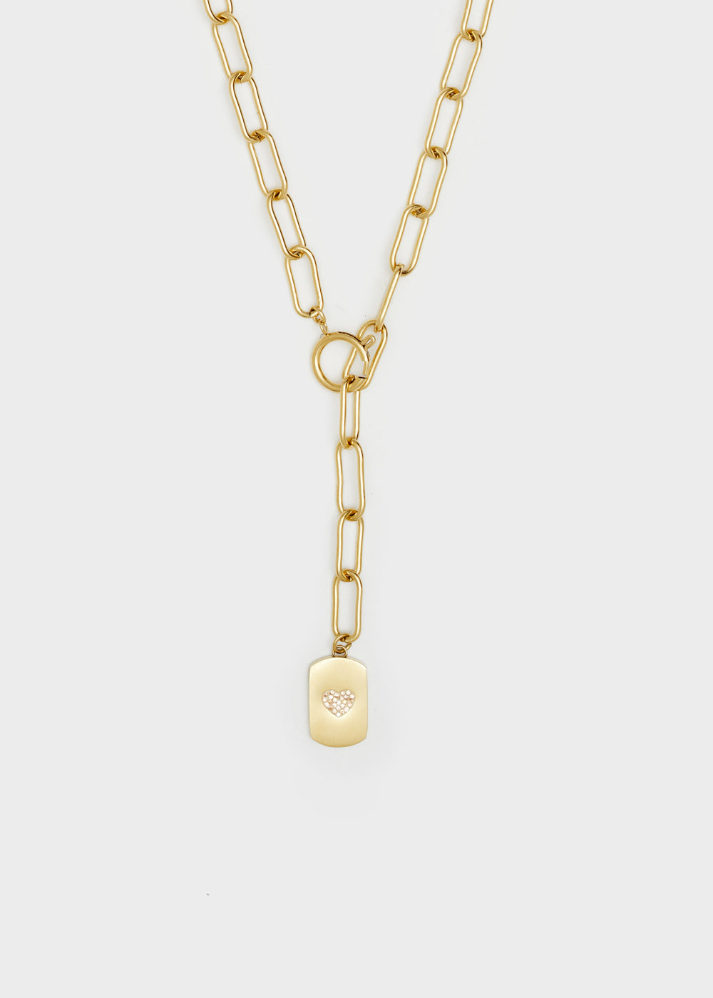 Nalí 14KT GOLD PLA. S. STEEL HEART TAG NECKLACE Online