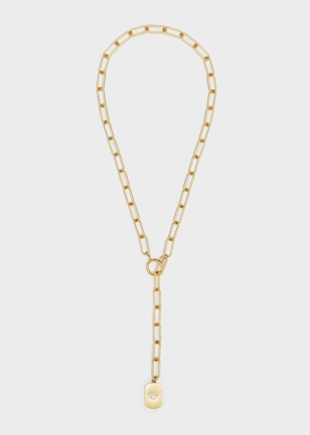 Nalí 14KT GOLD PLA. S. STEEL HEART TAG NECKLACE Online