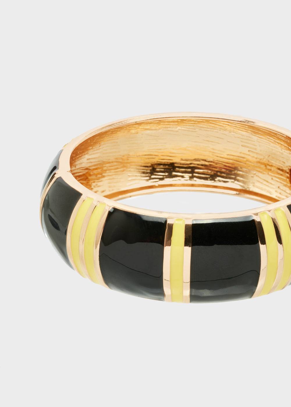 Nalí SABLE BANGLE BRACELET ENAMEL BLACK/YELLOW Nuova