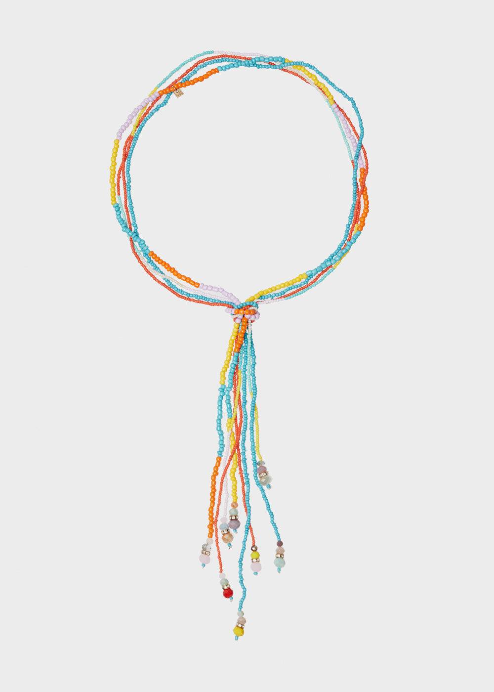 Nalí LONG NECKLACE WITH KNOT AND MULTICOLOR BEADS Presa