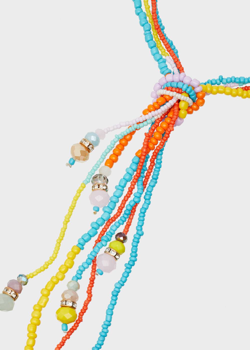 Nalí LONG NECKLACE WITH KNOT AND MULTICOLOR BEADS Presa