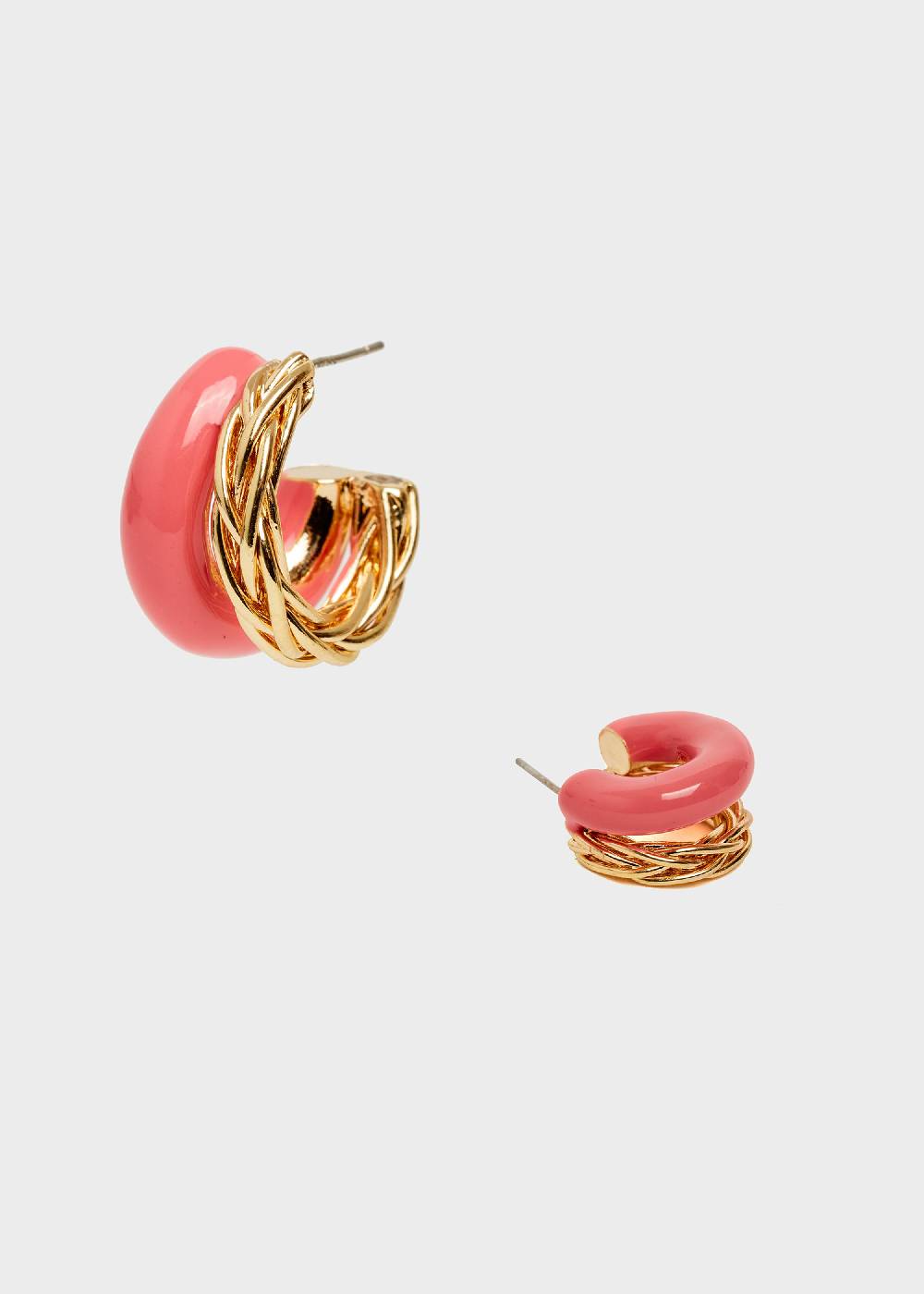 Nalí SIA DOUBLE HOOP EARRINGS ENAMEL ORANGE Pezzi Unici