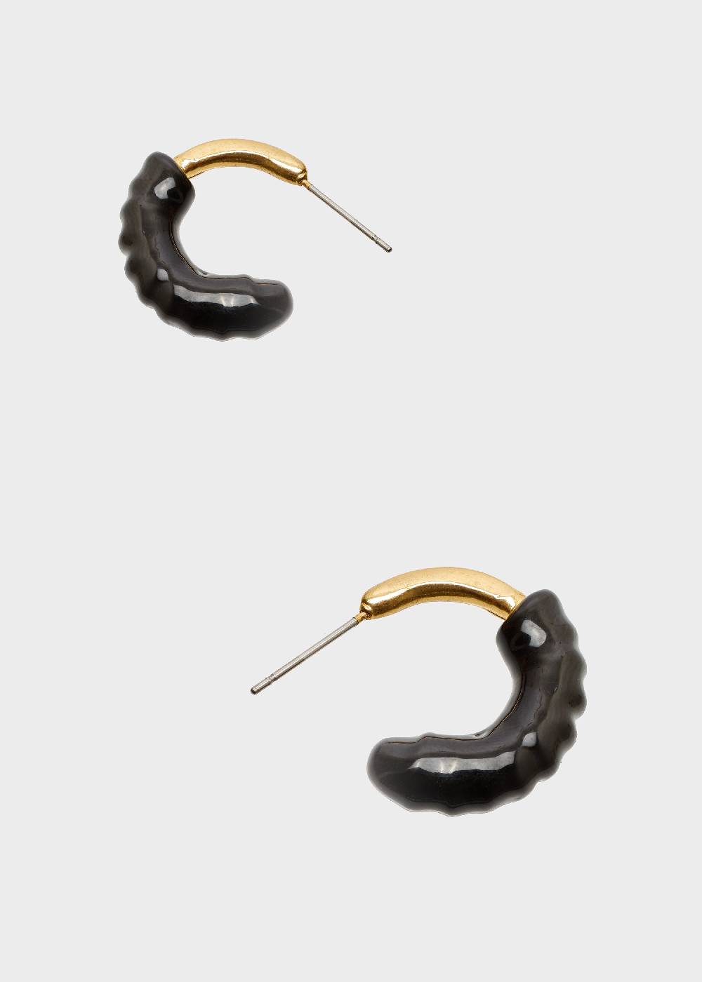 Nalí SHERI HOOP EARRINGS ENAMEL BLACK Vendita Calda