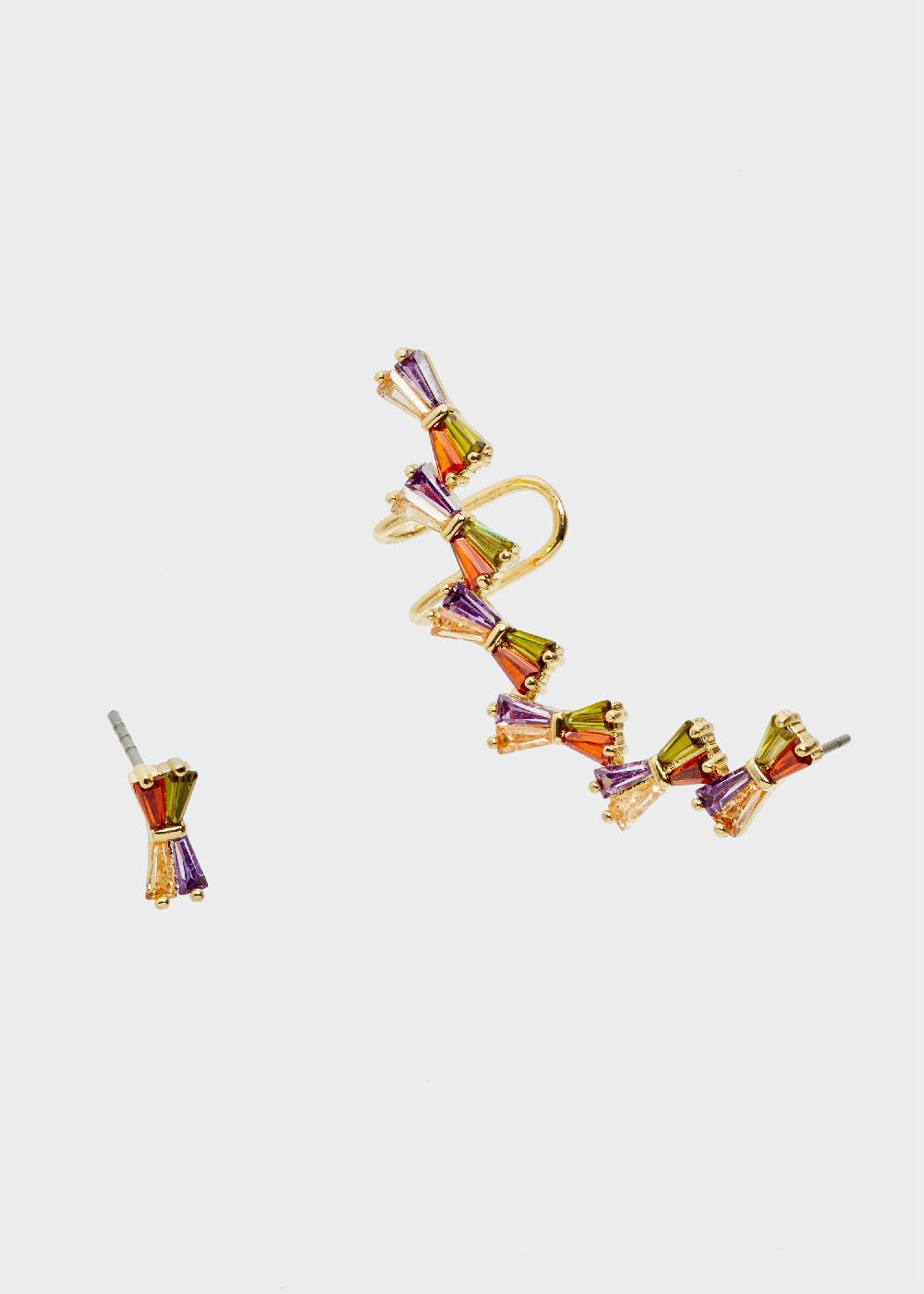 Nalí 14K GOLD PLATED FRAN BOW EARCUFF W/ ZIRCONS Promozione Limitata