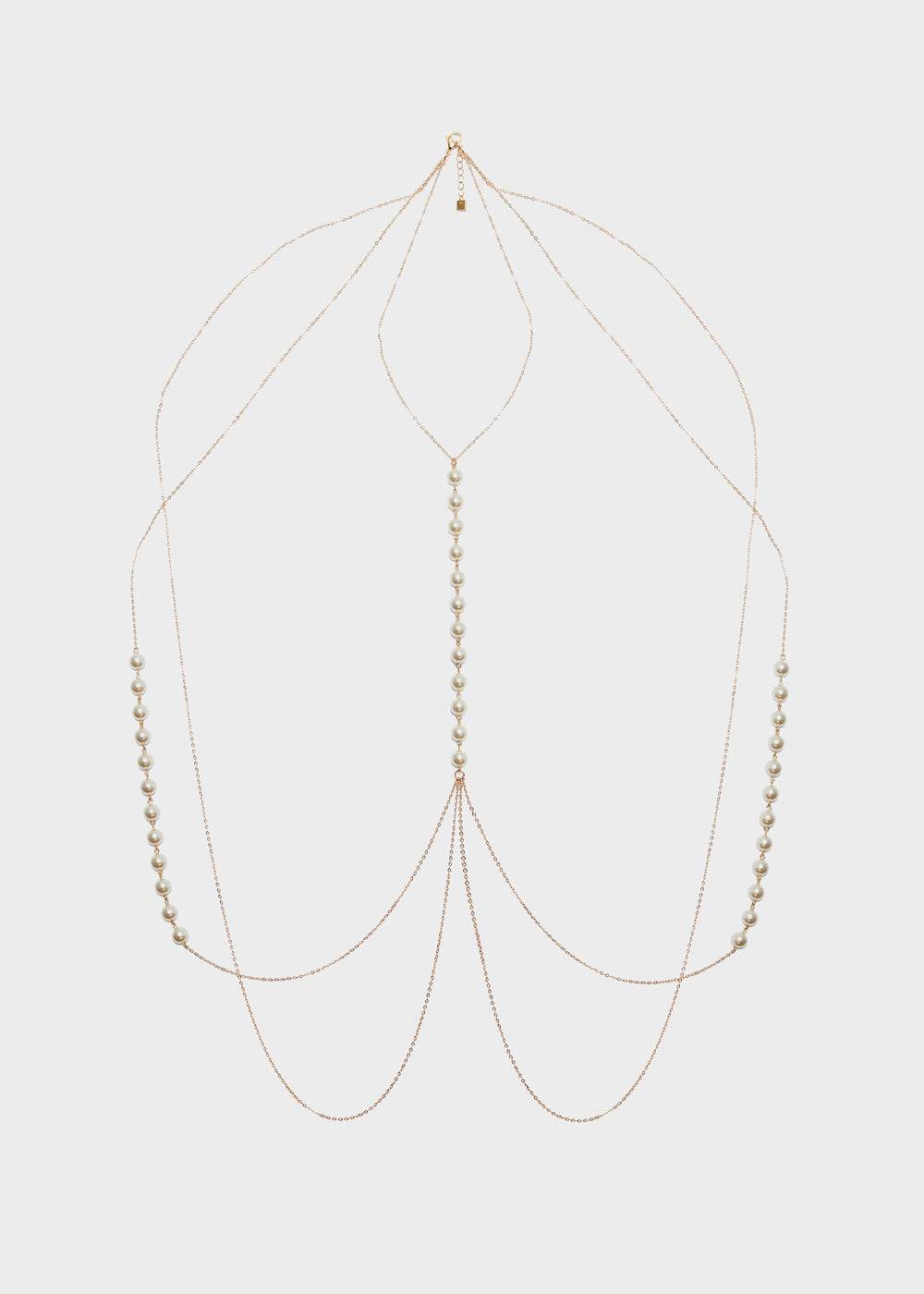 Nalí GOLD BODY CHAIN WITH WHITE PEARLS Affare Del Giorno