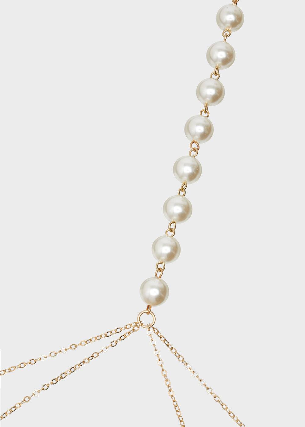 Nalí GOLD BODY CHAIN WITH WHITE PEARLS Affare Del Giorno