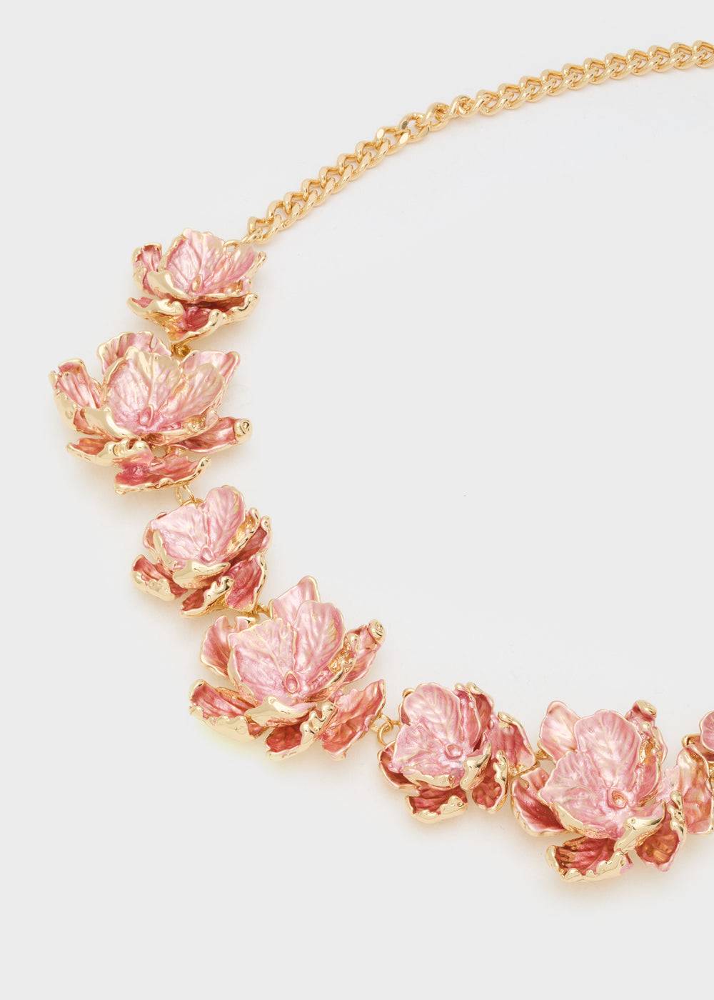 Nalí NECKLACE W/ ENAMEL SALMON FLOWERS/GOLD Presa