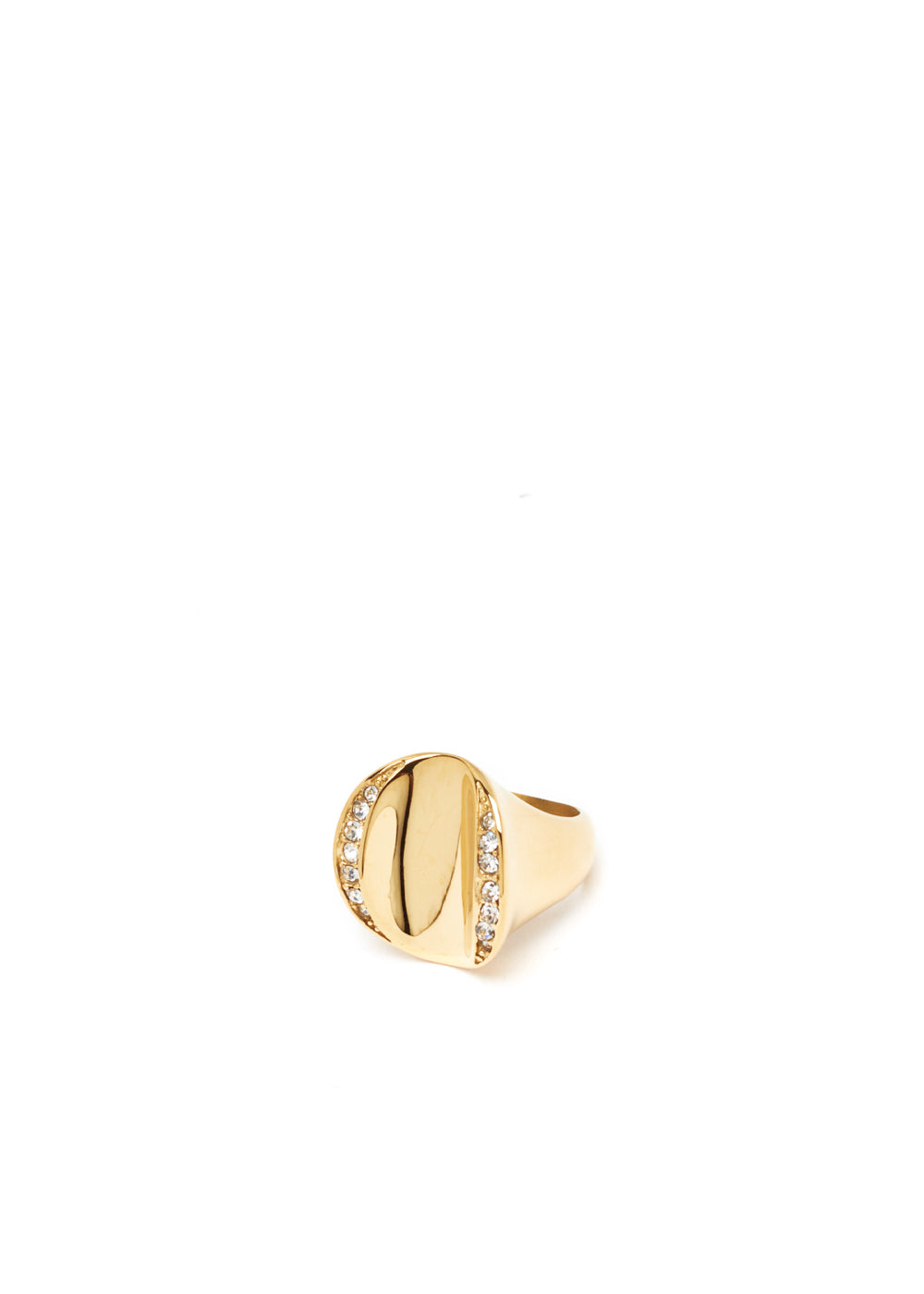 Nalí GOLD HOLLOW BAND RING W/ CRYSTALS STAIN. STEEL Offerta