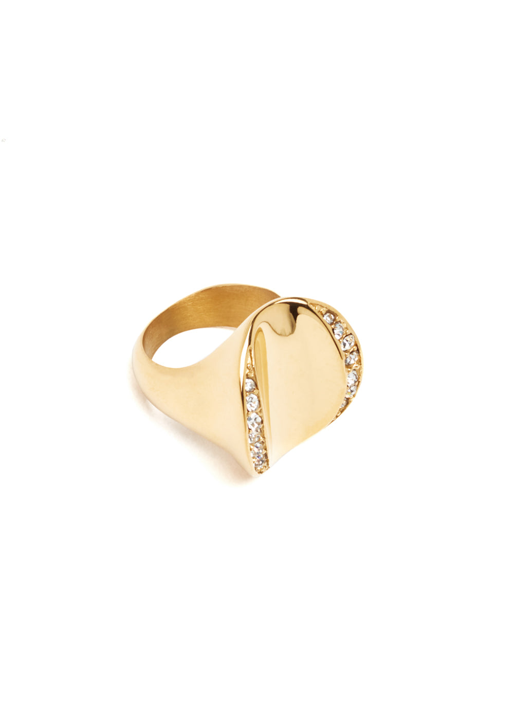 Nalí GOLD HOLLOW BAND RING W/ CRYSTALS STAIN. STEEL Offerta