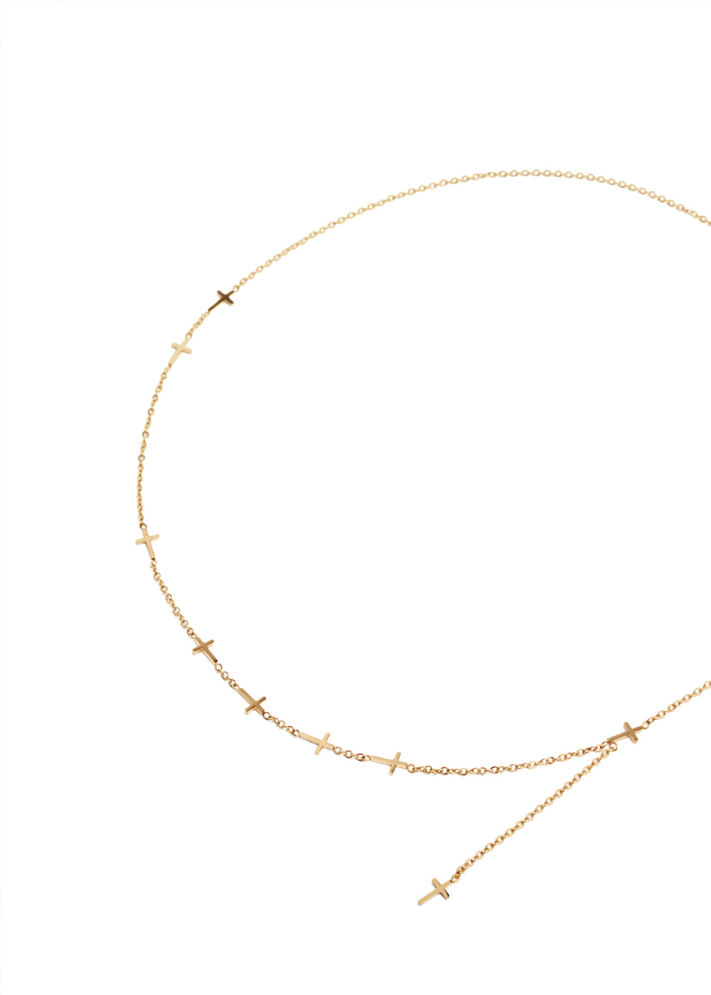 Nalí NECKLACE W/ CROSSES STAIN. STEEL. 18K GOLD PLATED I Più Venduti