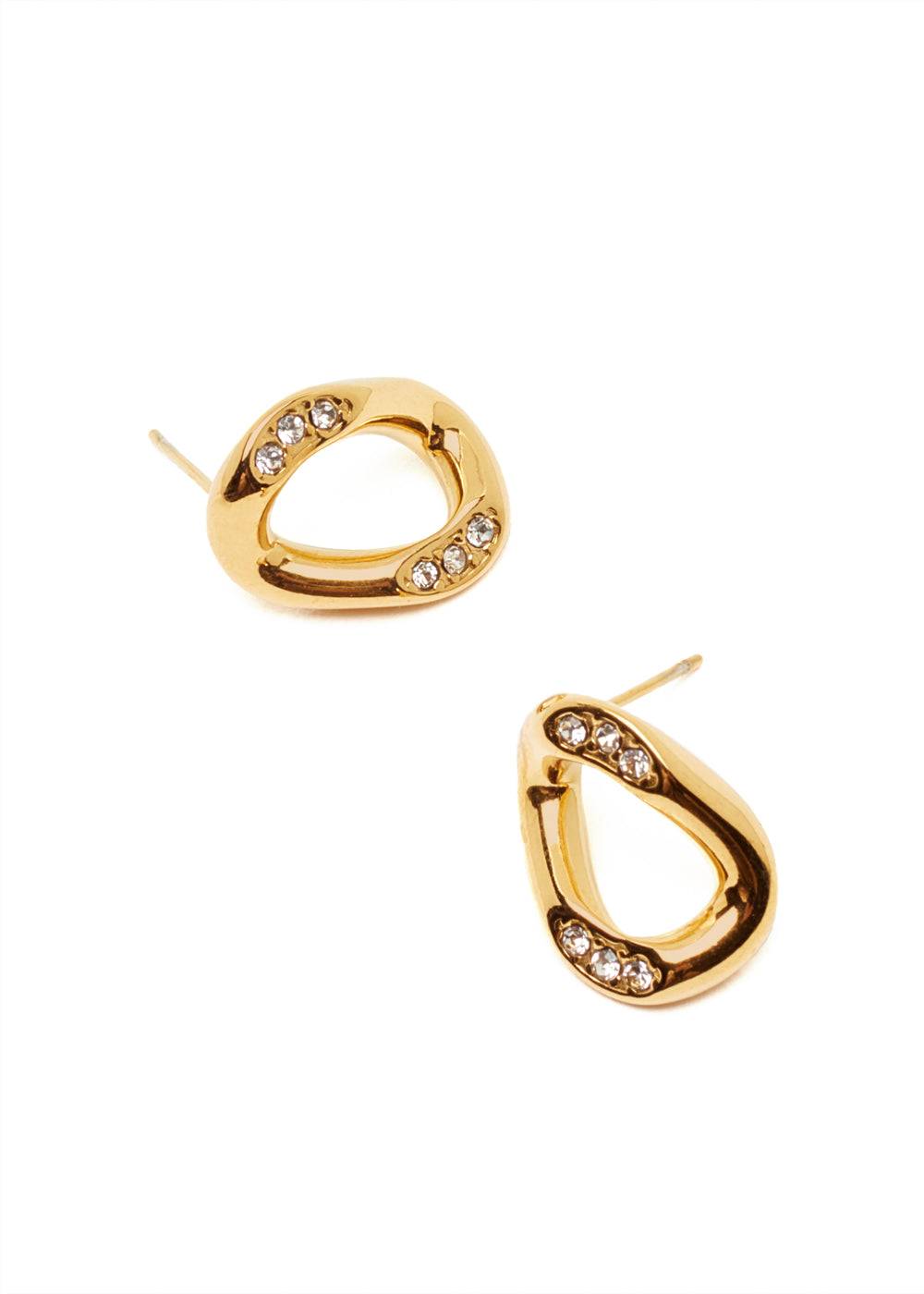 Nalí ZIRCON STUD EARRINGS STAIN. STEEL. 18K GOLD PLATED Nuova