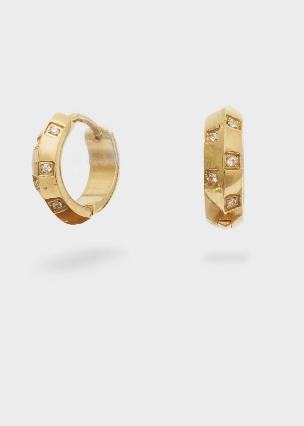 Nalí 14KT GOLD PLA. S. STEEL HOOP EARRINGS W/ STONES Vendita