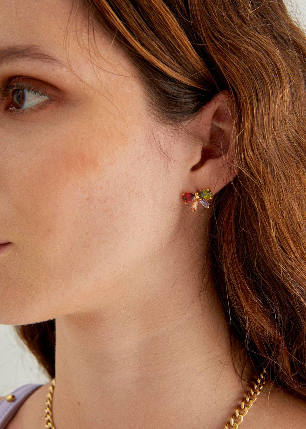 Nalí BOW LOBE EARRINGS ZIRCONS + COLORS Prezzo Ridotto