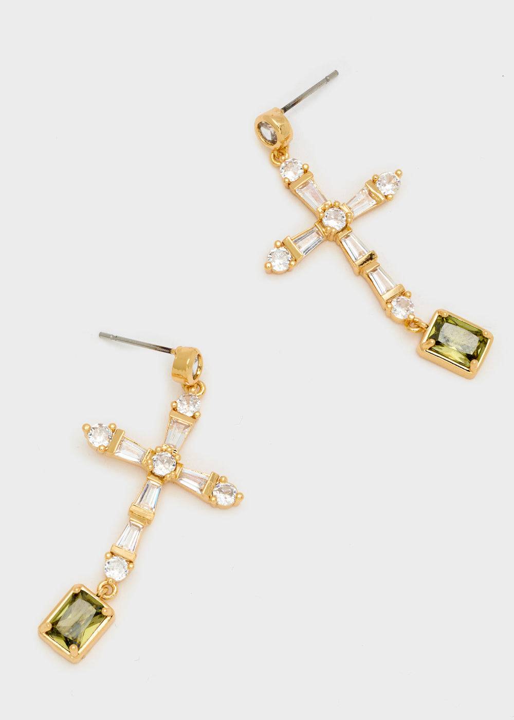 Nalí LEON CROSS EARRINGS W/ ZIRCONS + COLORS Sconto