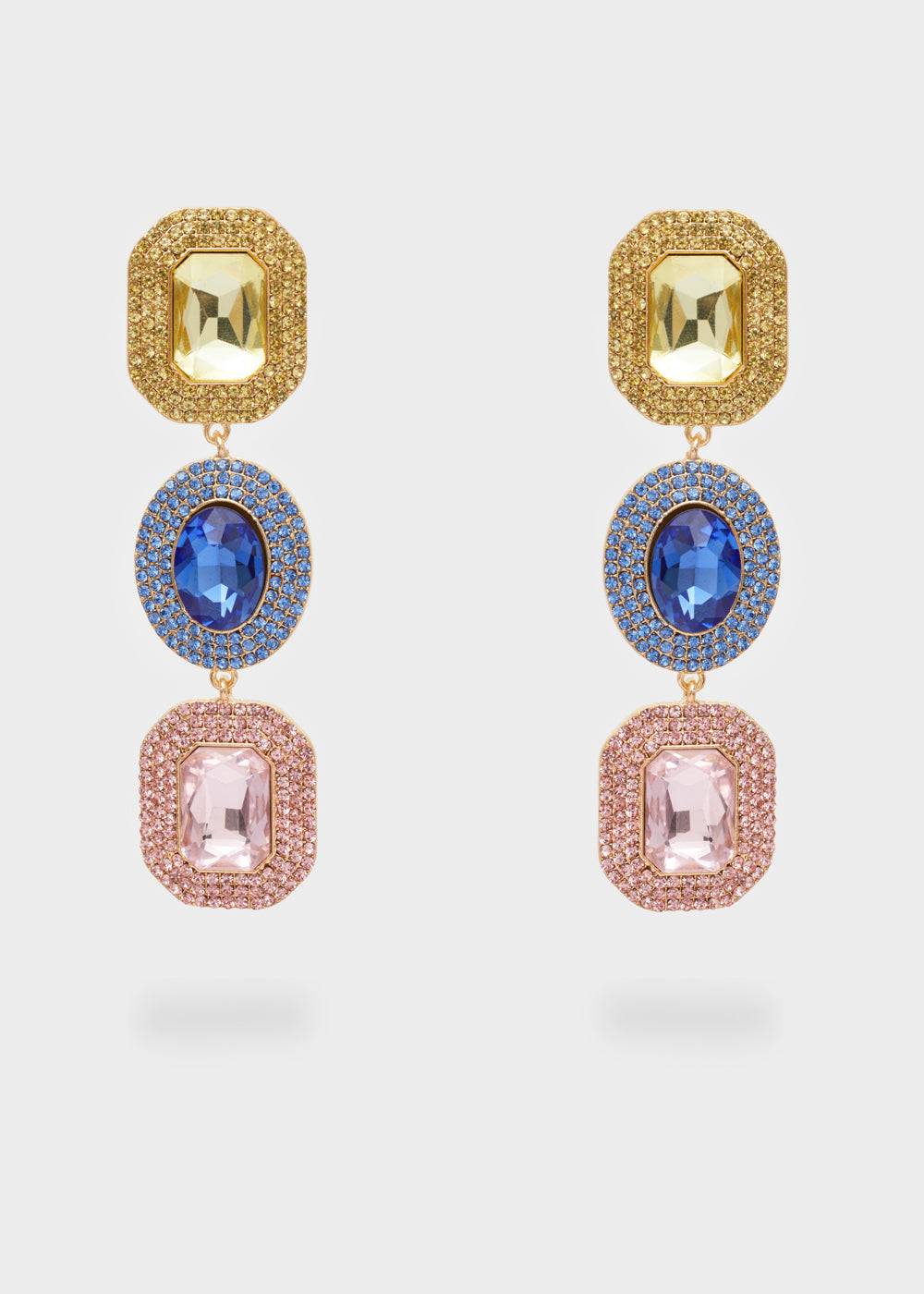 Nalí ADELE LONG EARRINGS W/ MULTI STONES + COLORS Offerta
