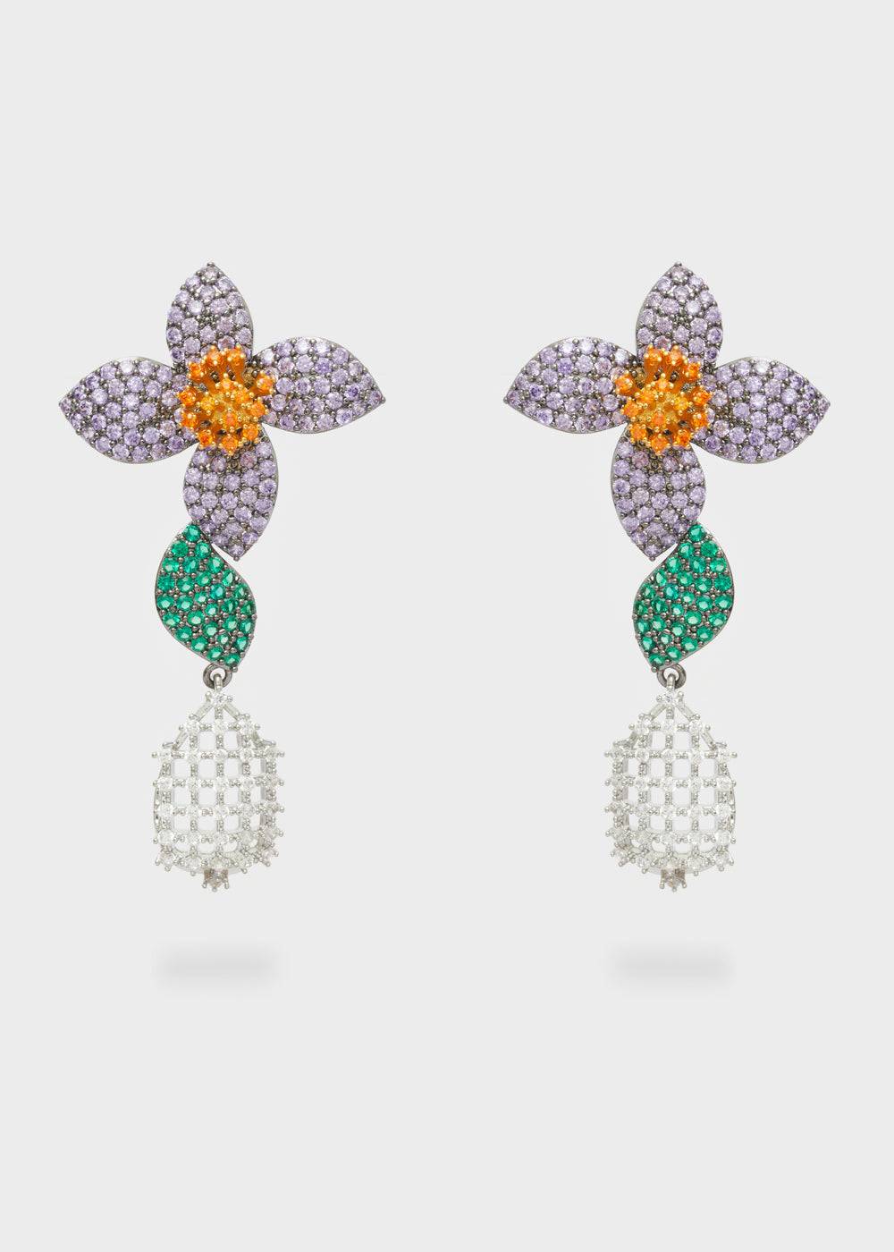 Nalí LEVYA GUNMETAL EARRINGS W/ ZIRCONS + COLORS Vendita Calda