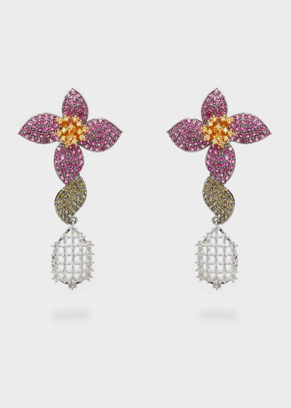 Nalí LEVYA GUNMETAL EARRINGS W/ ZIRCONS + COLORS Vendita Calda