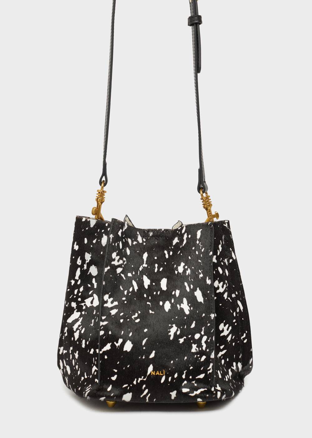 Nalí TITTI BUCKET BAG IN REAL LEATHER BLACK In Linea