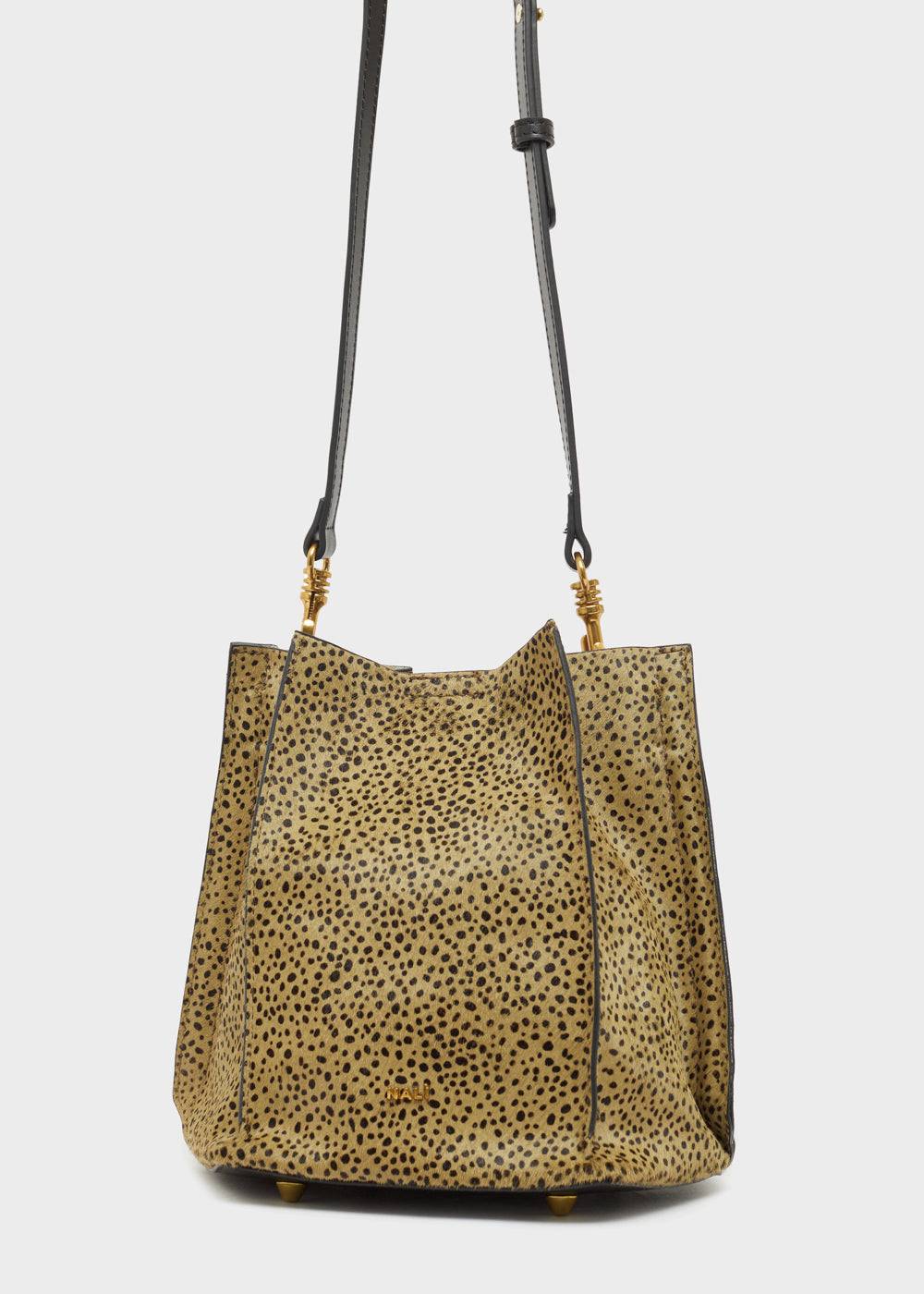 Nalí TITTI BUCKET BAG IN REAL LEATHER GREEN Nuovo