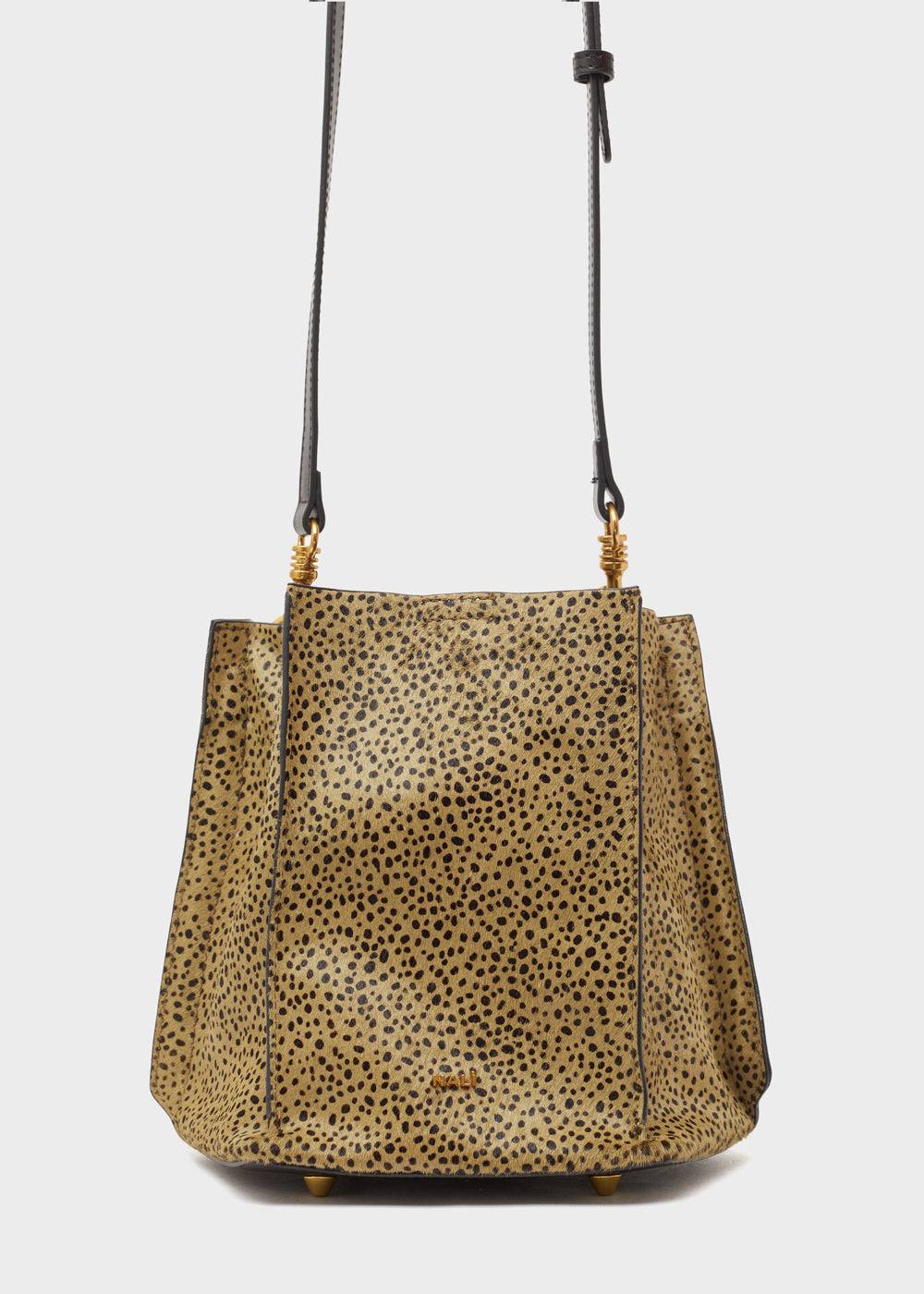 Nalí TITTI BUCKET BAG IN REAL LEATHER GREEN Nuovo
